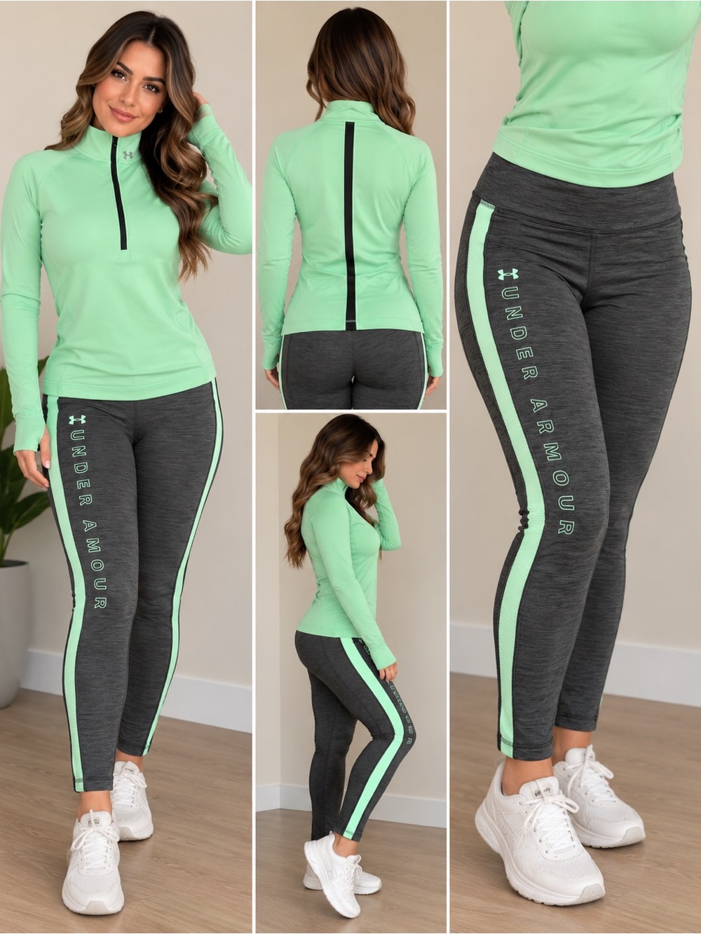 Under Armour Mint Green & Charcoal Women's Training Leggings